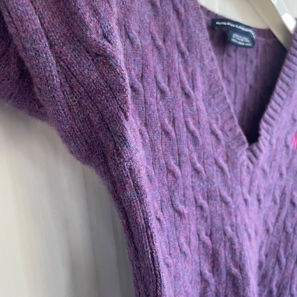 Ralph Lauren Sport Fitted 100% Wool Cable V-Neck Sweater, Size XS? Read On - Picture 9 of 9